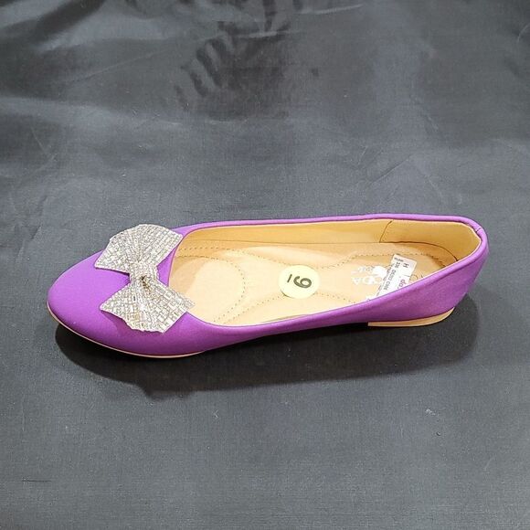 BRAND NEW TOP-MODA RHINESTONE BOWNOT ALMOND TOE FLATS - Picture 13 of 14